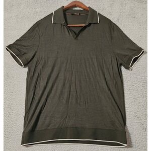 Loro Piana Waitaki Virgin Wool Short Sleeve Polo Shirt Brown‎ Size XXL Italy